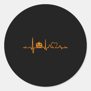 Pumpkin Heartbeat Halloween Classic Round Sticker