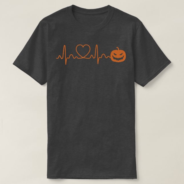 Pumpkin Heartbeat Halloween Heartbeat Cardiac Hall T-Shirt (Design Front)