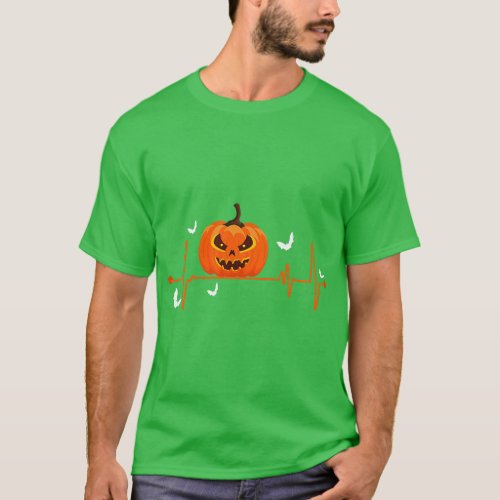 Pumpkin Heartbeat Halloween Lovers _ Nurse Pumpkin T_Shirt