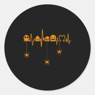 Pumpkin Heartbeat Halloween T Shirt Classic Round Sticker