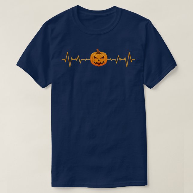 Pumpkin Heartbeat Lazy Halloween Costume Cool Jack T-Shirt (Design Front)