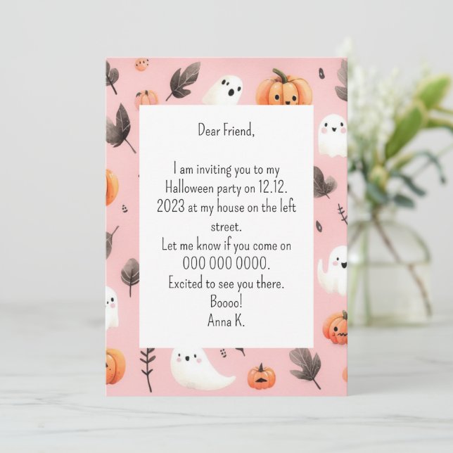 Pumpkin Helloween invitation (Standing Front)
