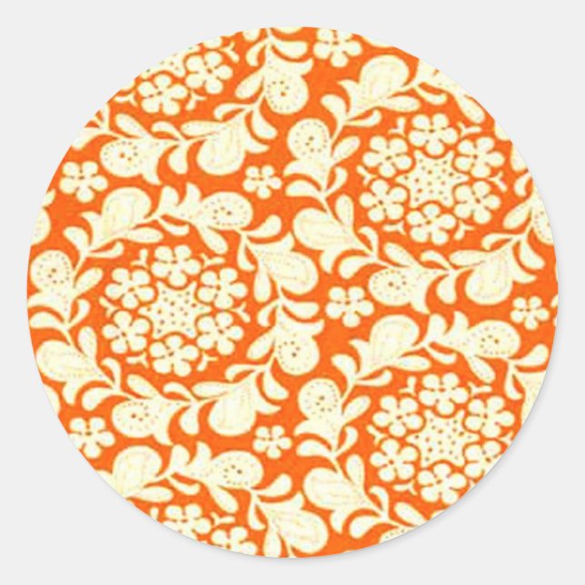 Pumpkin Henna Orange Classic Round Sticker (Front)