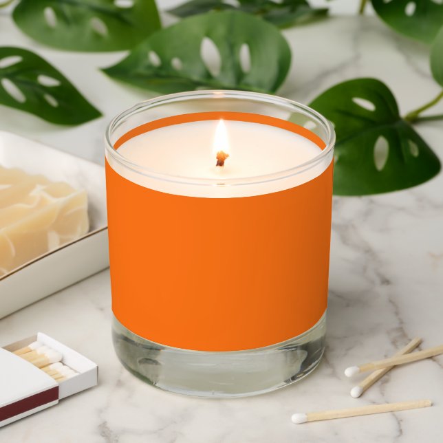 Pumpkin hex code FF7518 Scented Candle (Lit)