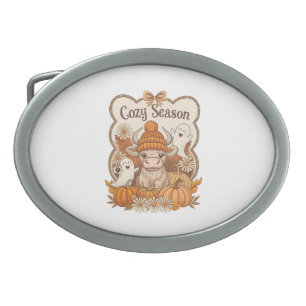 Pumpkin-highland Cow Ghost Halloween Belt Buckle