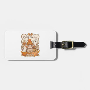 Pumpkin-highland Cow Ghost Halloween Luggage Tag