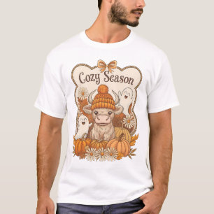 Pumpkin-highland Cow Ghost Halloween T-Shirt
