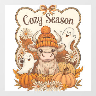 Pumpkin-highland Cow Ghost Halloween Wall Decal