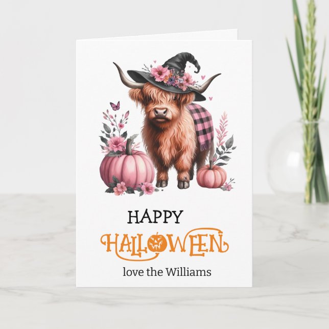 pumpkin highland halloween greeting card (Front)