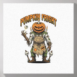 Pumpkin Horror Shirt Vintage Eyeball Halloween Art Canvas Photo Tile