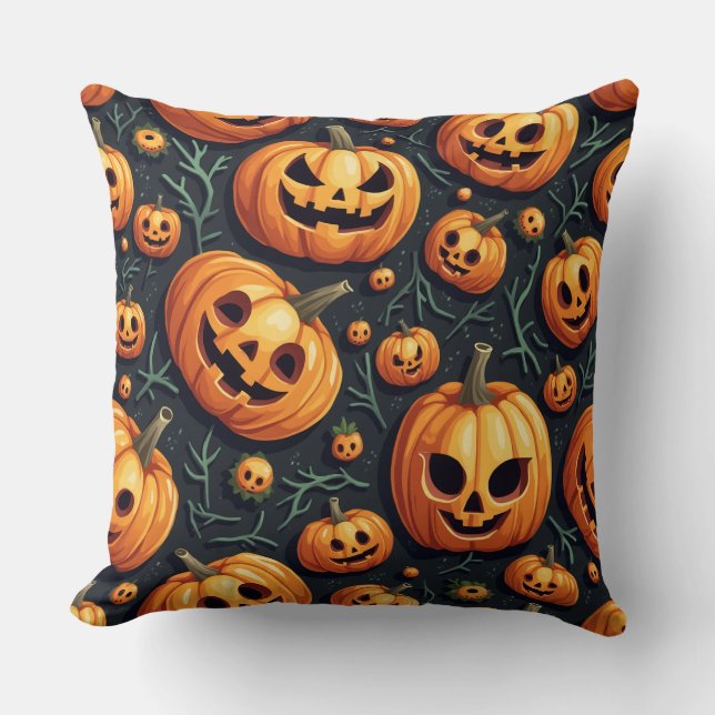  pumpkin horror throw pillow (Front)