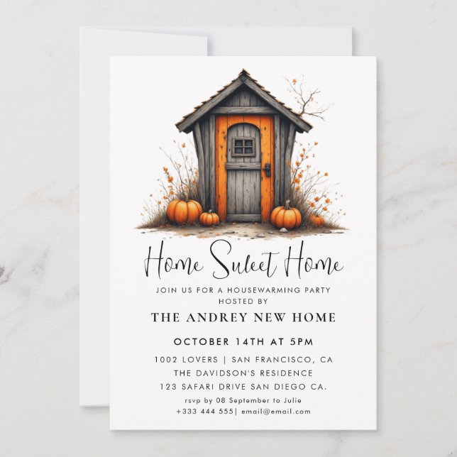Pumpkin Housewarming Party Home Sweet Home Invitation (Front)