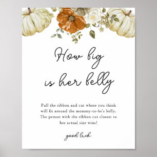 Pumpkin How Big Is Her Belly Baby Shower Game Poster