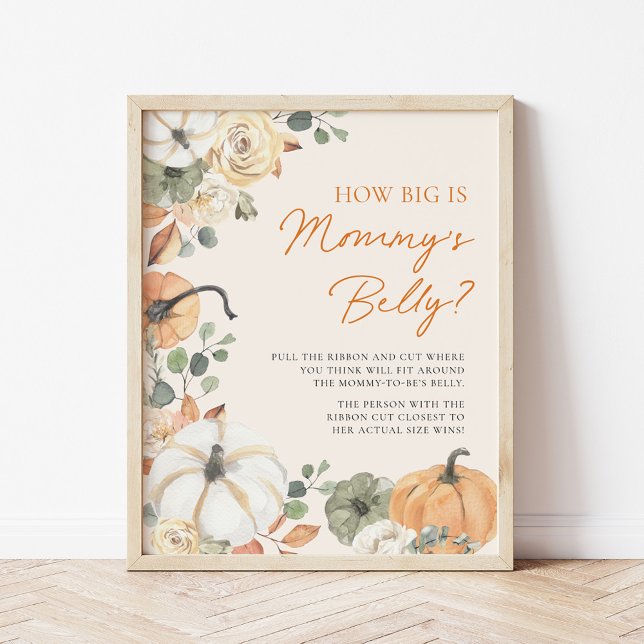 Pumpkin How Big Is Mommy's Belly Shower Game Sign (Creator Uploaded)