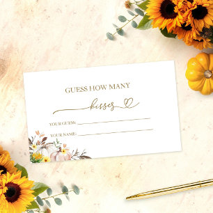 Pumpkin How Many Kisses Bridal Shower Game Card