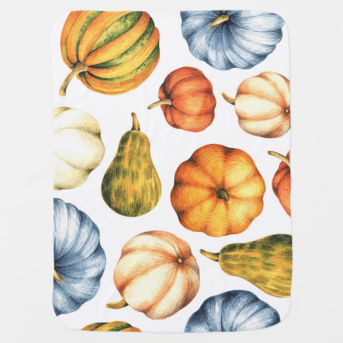 Pumpkin Illustration Seamless Watercolor Pattern Baby Blanket
