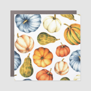 Pumpkin Illustration: Seamless Watercolor Pattern Car Magnet