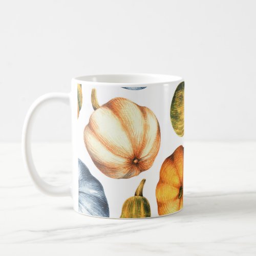 Pumpkin Illustration Seamless Watercolor Pattern Coffee Mug