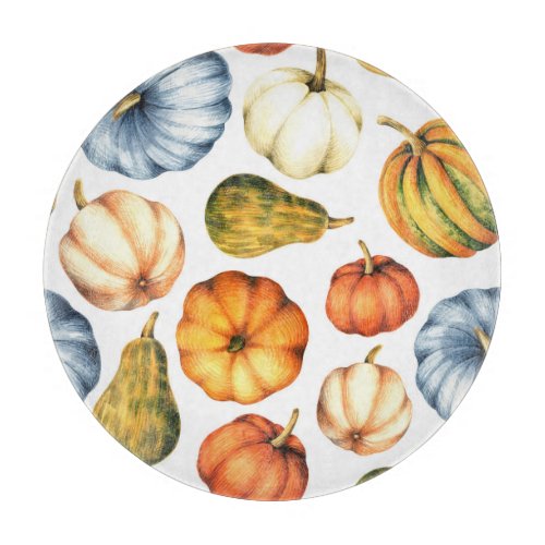 Pumpkin Illustration Seamless Watercolor Pattern Cutting Board