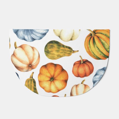 Pumpkin Illustration Seamless Watercolor Pattern Doormat