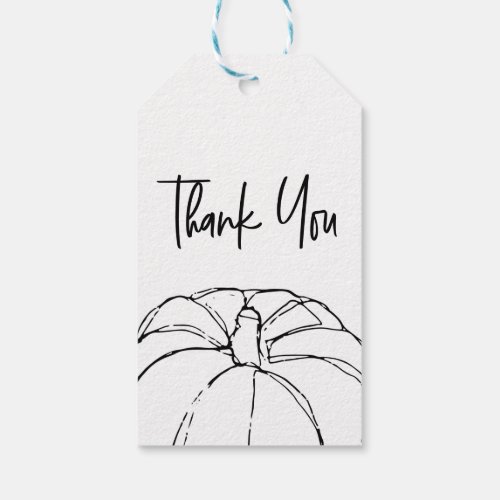 Pumpkin Illustration Simple Thank you Gift Tags