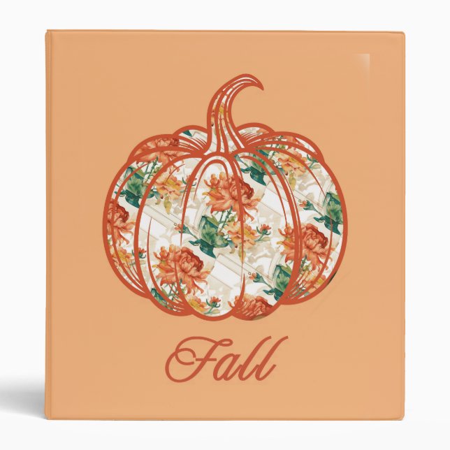 Pumpkin in a Chrysanthemum Pattern 3 Ring Binder (Front)