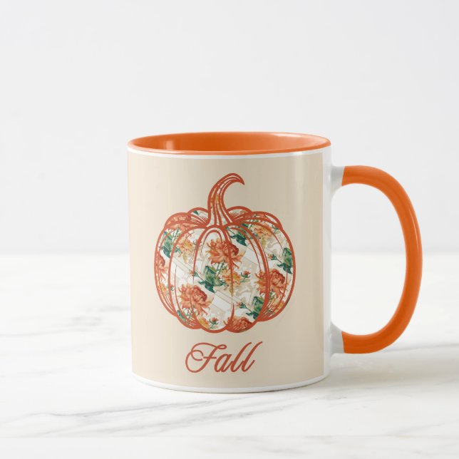Pumpkin in a Chrysanthemum Pattern Mug (Right)