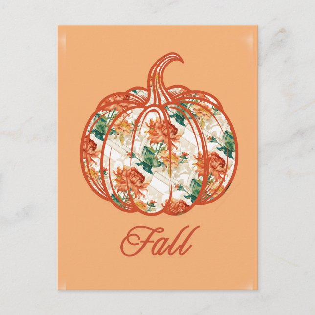 Pumpkin in a Chrysanthemum Pattern Postcard (Front)