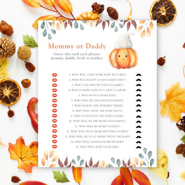 Pumpkin in hat - mommy or daddy baby shower game (Creator Uploaded)