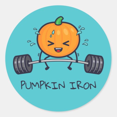 Pumpkin Iron Pun Classic Round Sticker