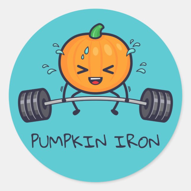 Pumpkin Iron Pun Classic Round Sticker (Front)