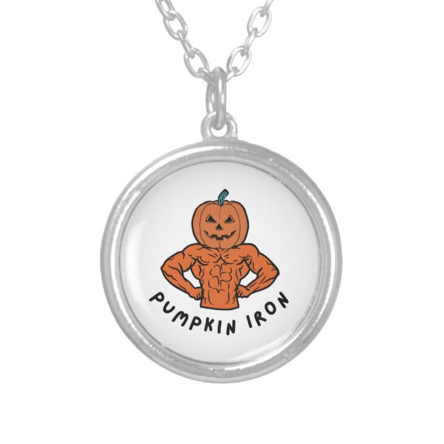 Pumpkin Iron  Silver Plated Necklace (Front)