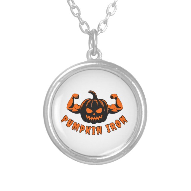 Pumpkin Iron  Silver Plated Necklace (Front)