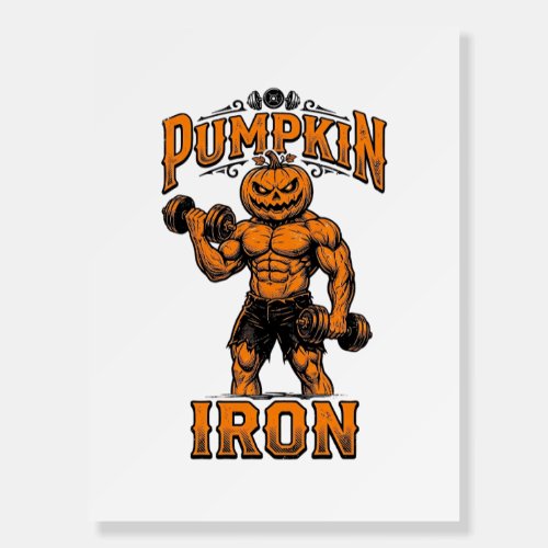 Pumpkin Iron Vintage Bodybuilder Halloween Design_ Foam Board