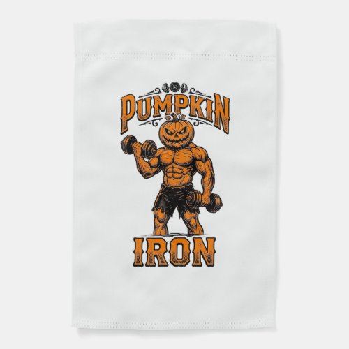Pumpkin Iron Vintage Bodybuilder Halloween Design_ Garden Flag