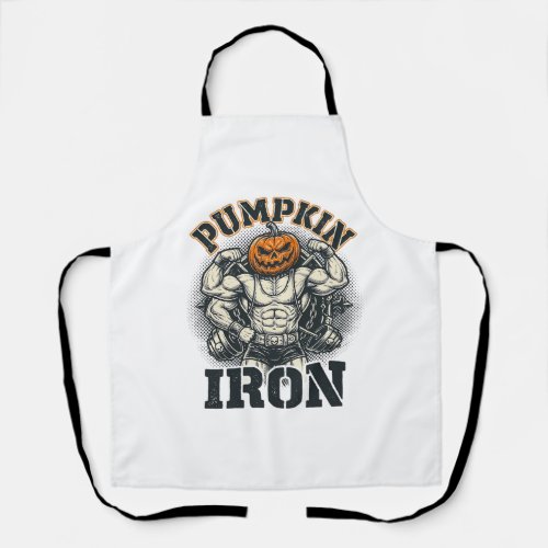 Pumpkin Iron Vintage Bodybuilding Halloween Design Apron
