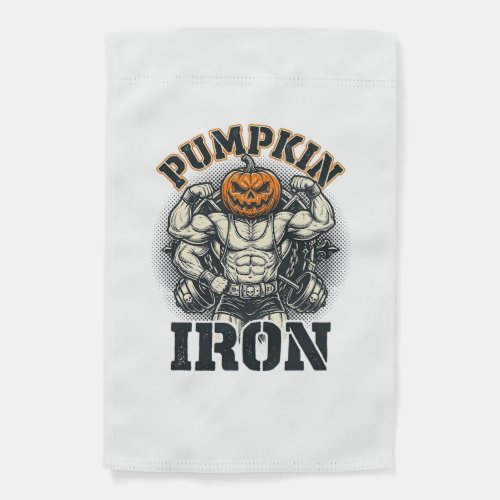 Pumpkin Iron Vintage Bodybuilding Halloween Design Garden Flag