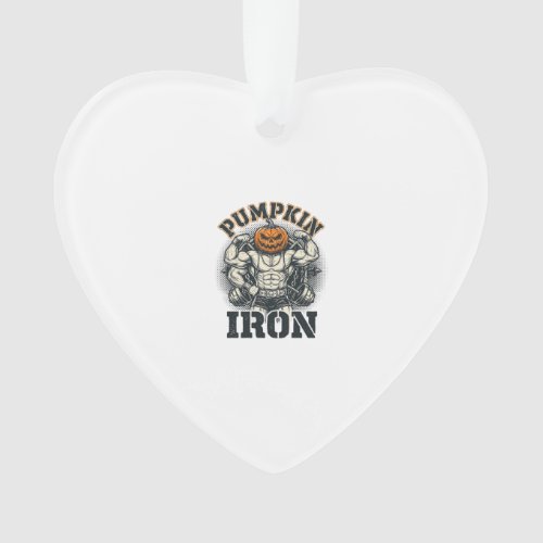 Pumpkin Iron Vintage Bodybuilding Halloween Design Ornament