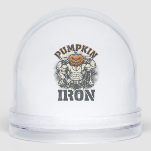 Pumpkin Iron Vintage Bodybuilding Halloween Design Snow Globe