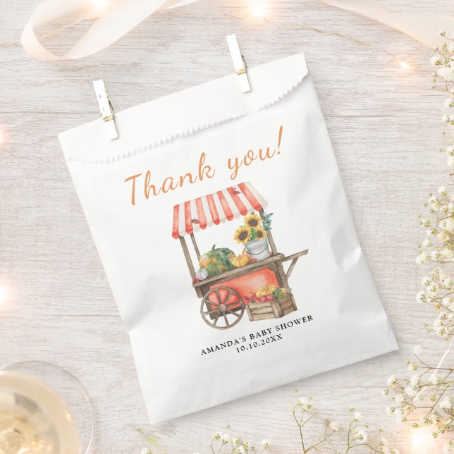 Pumpkin is on the way Baby Shower Thank you Favor Bag (Clipped)