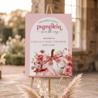 Pumpkin Is On The Way Pink Pumpkin Baby Shower Foam Board