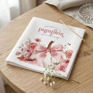 Pumpkin Is On The Way Pink Pumpkin Baby Shower Napkins