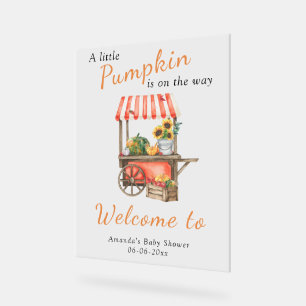 Pumpkin is on the way Welcome Baby shower Acrylic Sign