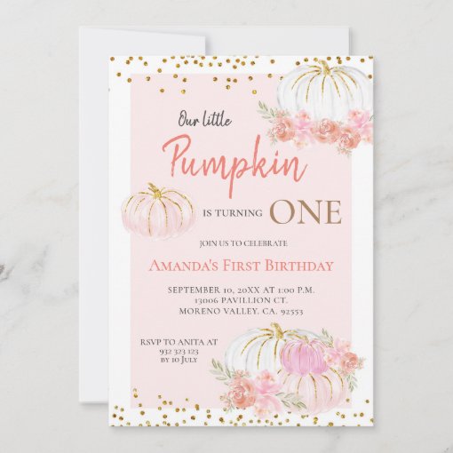 Pumpkin is Turning One Birthday Invitation | Zazzle