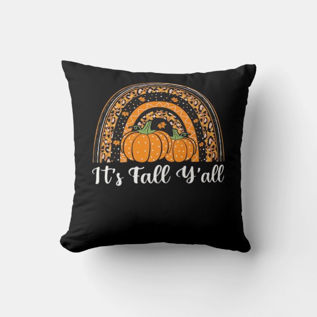 Pumpkin It’s Fall Y’all Happy Fall Thanksgiving Throw Pillow (Front)