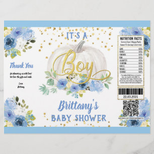 Pumpkin It's A Boy Baby Shower Chip Bag Wrapper