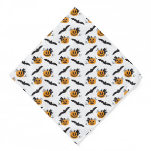 Pumpkin Jack O Lantern Bat Pattern Black Orange Bandana