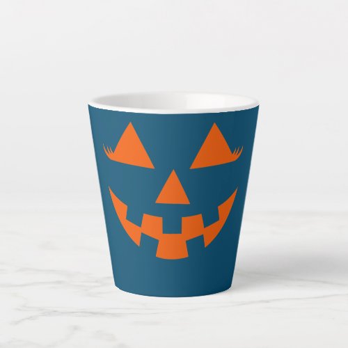 Pumpkin Jack O Lantern Face With Girl Eyelashes Latte Mug