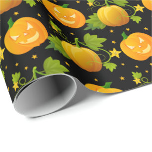 Pumpkin Jack o Lantern Fall Spooky Halloween Wrapping Paper