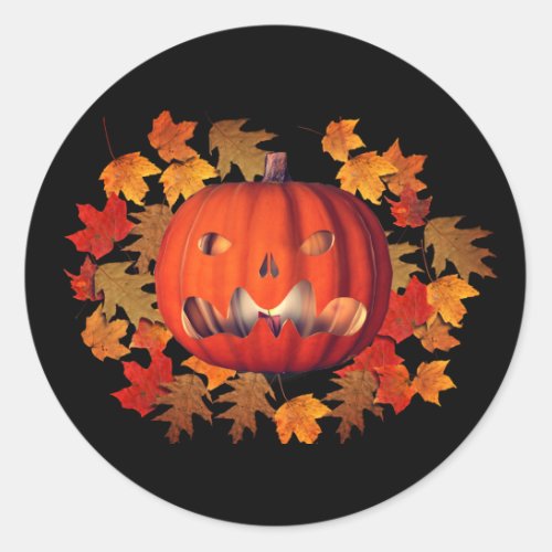 Pumpkin Jack O Lantern Halloween Cute Classic Round Sticker